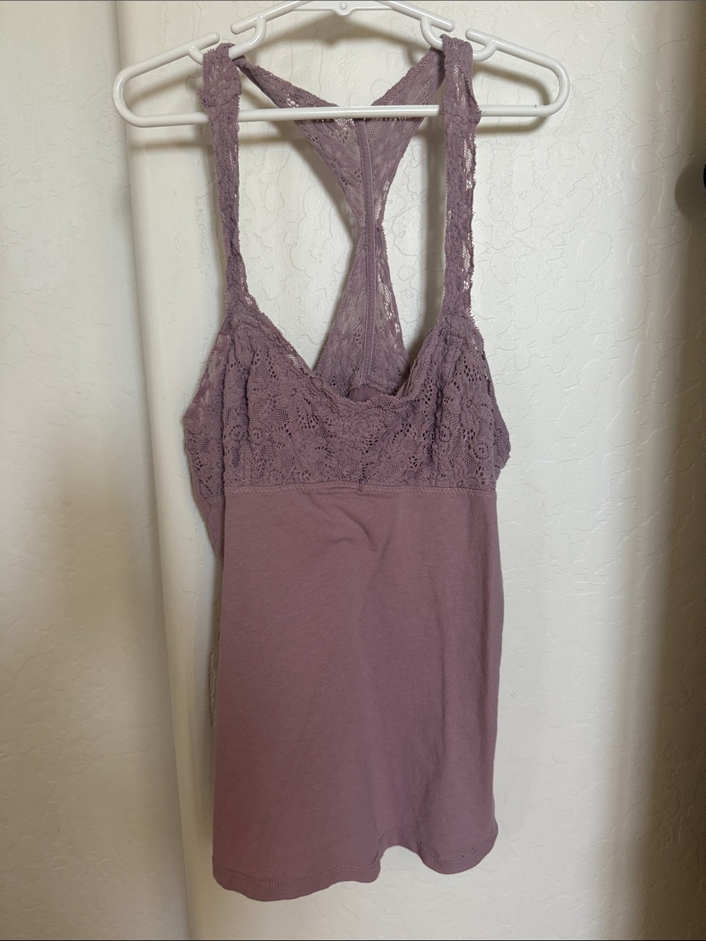 American Eagle Outfitters Mauve Lace Racerback Sleep Tank